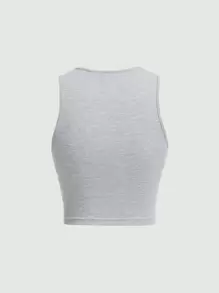 SHEIN MOD Figure Graphic Crop Tank Top - Light Grey - View 3