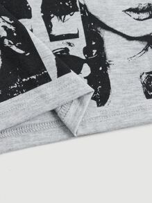 SHEIN MOD Figure Graphic Crop Tank Top - Light Grey - View 5