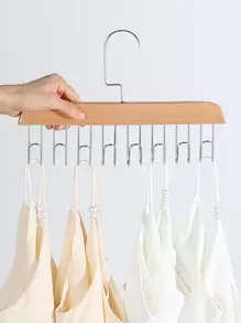 1入組原木色 1.8 厘米厚多功能 8 掛鉤櫃，適合窄腰帶、圍巾、背心、帽子存放