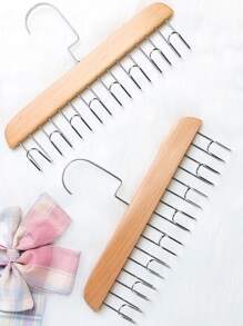 1入組原木色 1.8 厘米厚多功能 8 掛鉤櫃，適合窄腰帶、圍巾、背心、帽子存放