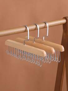 1入組原木色 1.8 厘米厚多功能 8 掛鉤櫃，適合窄腰帶、圍巾、背心、帽子存放