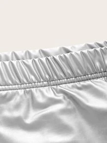 SHEIN Privé Plus Ruched PU Leather Skirt - Silver - View 4