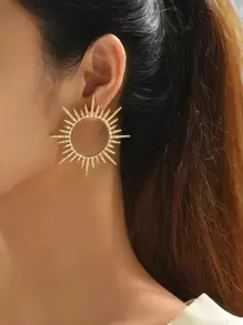 Rhinestone Decor Sun Design Stud Earrings - Multicolor - View 1