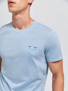 Men Plaid Tee & Trousers PJ Set - Teal Blue - View 6