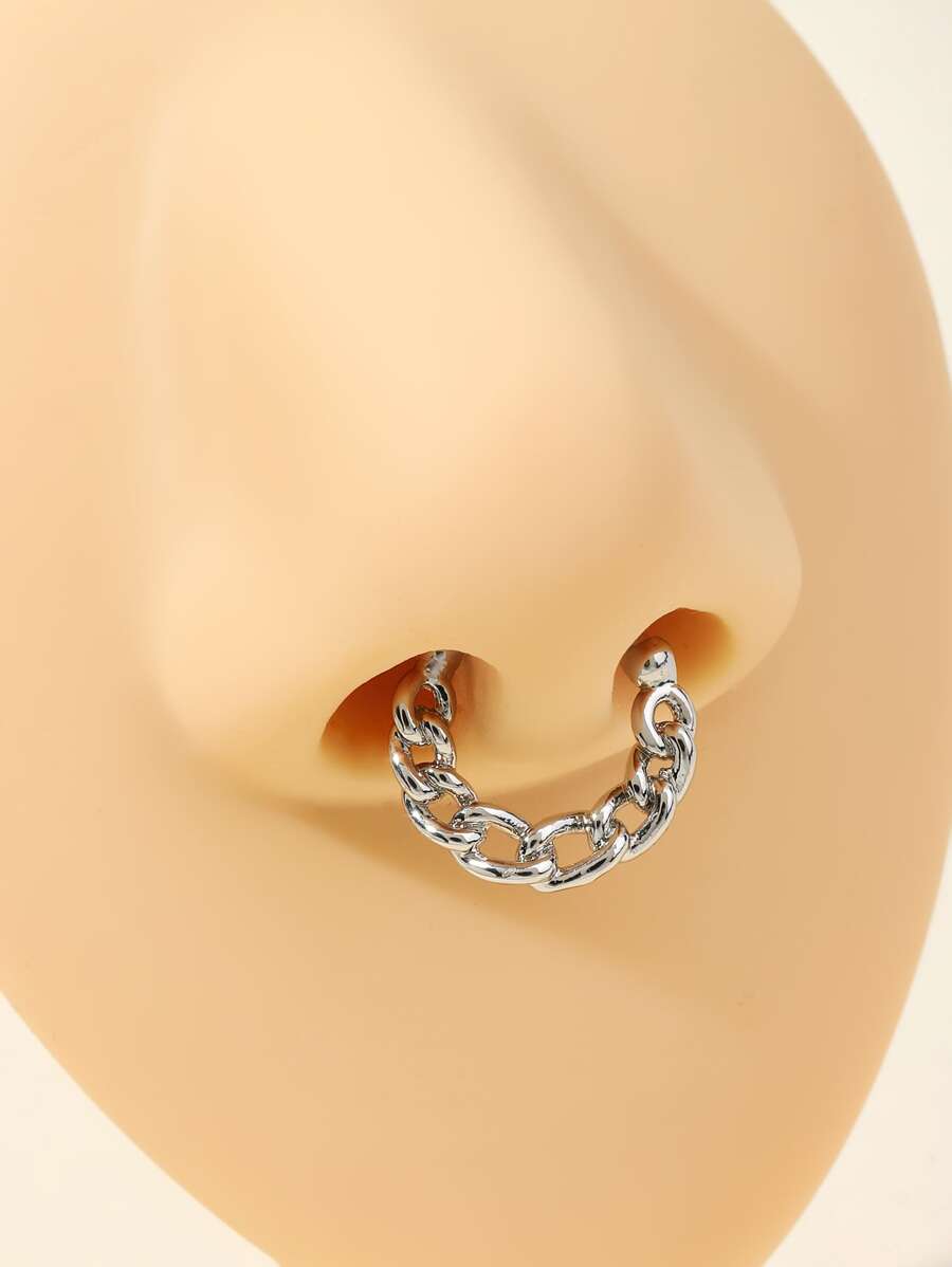 Chuỗi trang trí vòng mũi bằng thép không gỉ phổ biến món quà trang sức xuyên cơ thể cho phụ nữ và nam giới - Bạc - Xem 1