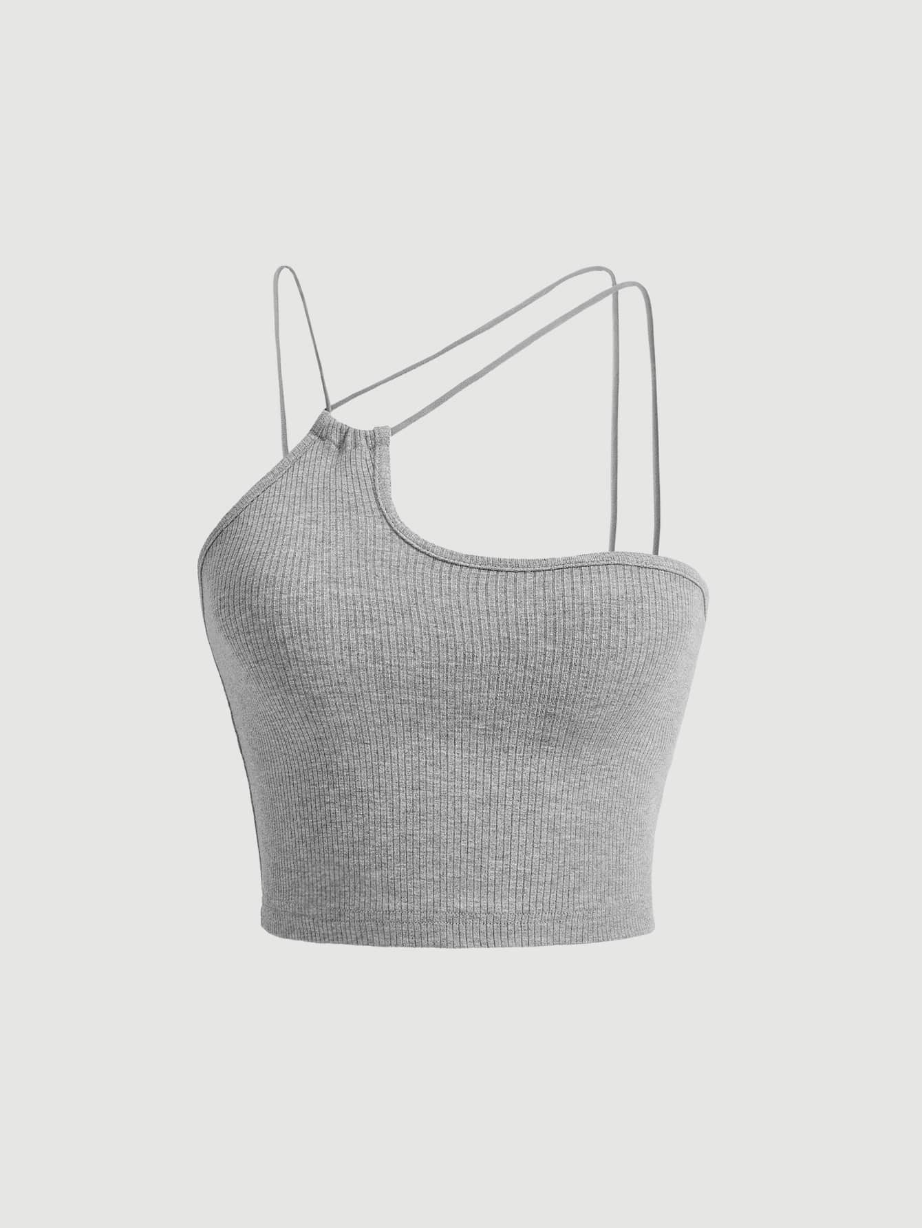 SHEIN MOD Áo nữ Lộ Lưng Gân đan màu trơn Gợi cảm - Màu Xám nhạt - Xem 1