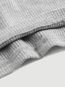 SHEIN MOD Áo nữ Lộ Lưng Gân đan màu trơn Gợi cảm - Màu Xám nhạt - Xem 3