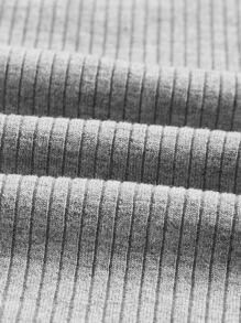 SHEIN MOD Áo nữ Lộ Lưng Gân đan màu trơn Gợi cảm - Màu Xám nhạt - Xem 4