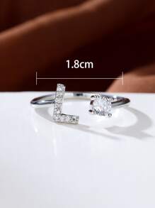 水鑽字母裝飾袖口戒指熱門時尚AZ字母戒指首字母戒指結婚愛情戒指伴娘禮物情侶戒指