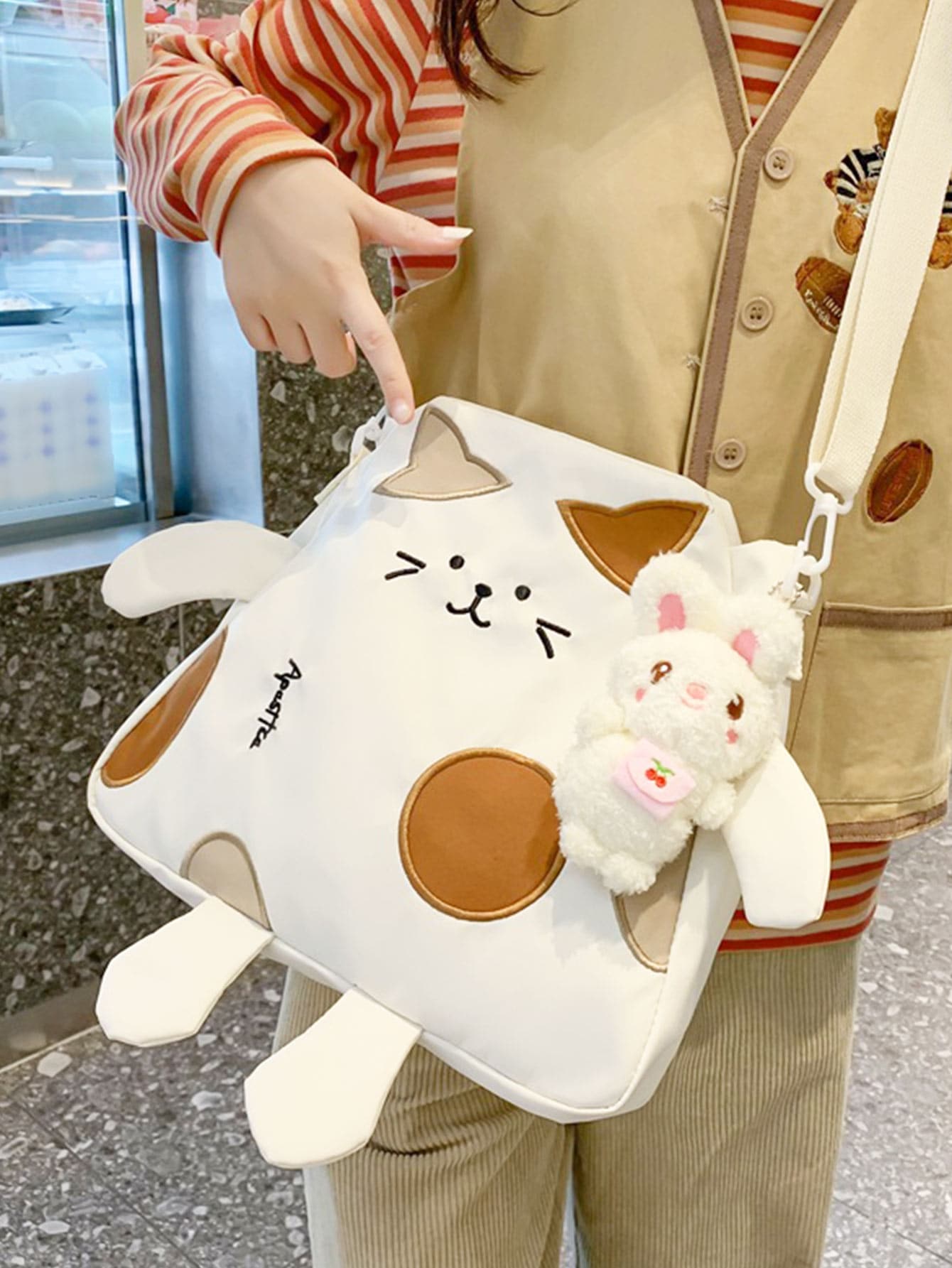 Bolsa creativa con diseño de gato con accesorio de bolso - Multicolor - Ver 1