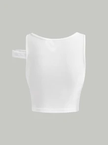 SHEIN MOD Asymmetrical Neck Cut Out Top - White - View 2