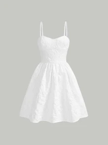 SHEIN MOD 花卉圖案提花吊帶洋裝