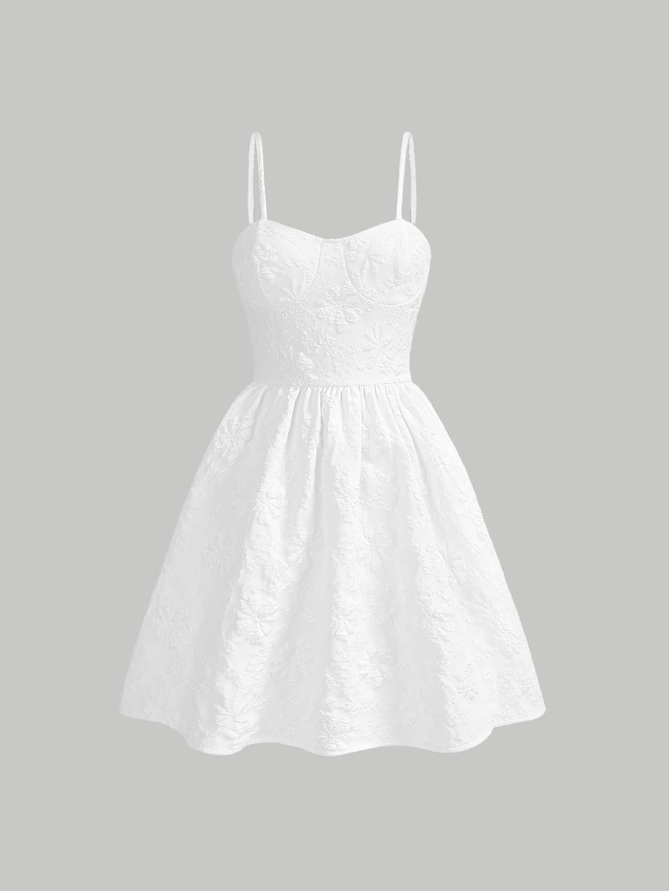 SHEIN MOD 花卉圖案提花吊帶洋裝