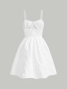 SHEIN MOD 花卉圖案提花吊帶洋裝