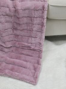 1入組素色簡約風長毛絨蓋毯 - 粉色 - 查看 8