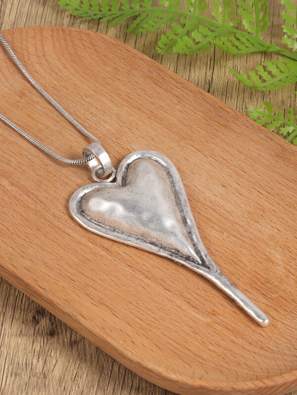 1pc Vintage Zinc Alloy Heart Pendant Necklace For Women For Gift Valentines,Mom,Mother,Mother's Day,Gift