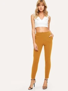 SHEIN Essnce Pantalones ajustados de cintura media