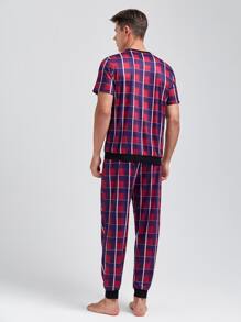 Hombres Conjunto de pijama con estampado de cuadros - Multicolor - Ver 2