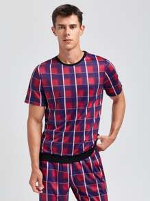 Hombres Conjunto de pijama con estampado de cuadros - Multicolor - Ver 4