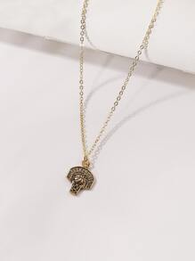 1pc Retro Style Alloy Basketball & Backboard Pendant Necklace With "basketball" Lettering, Daily Use - Yellow Gold - View 3