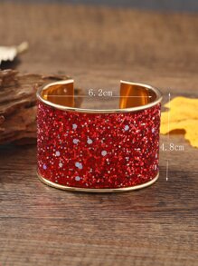 Glitter Cuff Bangle - Red - View 4