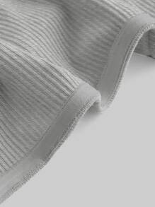 SHEIN MOD Twist Front Ribbed Slim Fit Knit Tube Top - Grey - View 3