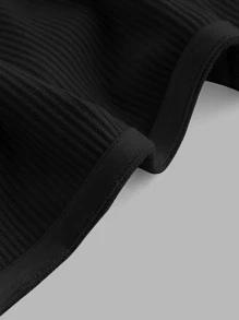 SHEIN MOD Black Summer Tops Twist Front Ribbed Knit Tube Top,Ladies Casual Rib-Knit,Twist Strapless Slim Fit Black Viscose Plain Women Tops,Summer,Party/Nightclub Outfits - Black - View 4