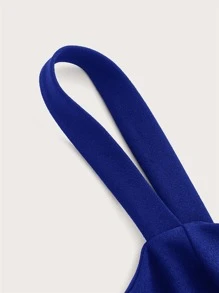 SHEIN MOD Notched Front Buckle Belted Seam Front Jumpsuit - Royal Blue - View 5