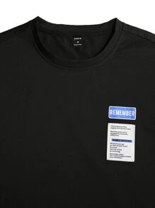 Manfinity Hypemode 男士寬鬆字母拼接條紋t恤和短褲套裝 - 黑色 - 查看 4