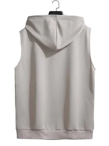 Manfinity Homme Hombres Top tank con estampado de letra con cordón con capucha