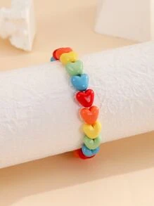 Pulsera de color al azar con cuenta con corazón - Multicolor - Ver 2