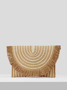 SHEIN VCAY 女士节日波西米亚风流苏时尚编织手拿包