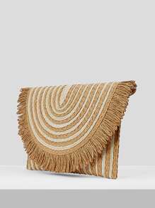 SHEIN VCAY 女士节日波西米亚风流苏时尚编织手拿包