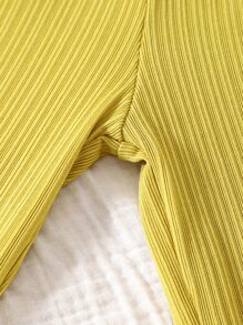 Young Girl Lettuce Trim Halter Top & Pants - Yellow - View 3