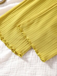 Young Girl Lettuce Trim Halter Top & Pants - Yellow - View 6