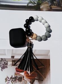 Hộp đựng móc khóa dây đeo cổ tay đính cườm tương thích với AirPods - màu đen - Xem 4