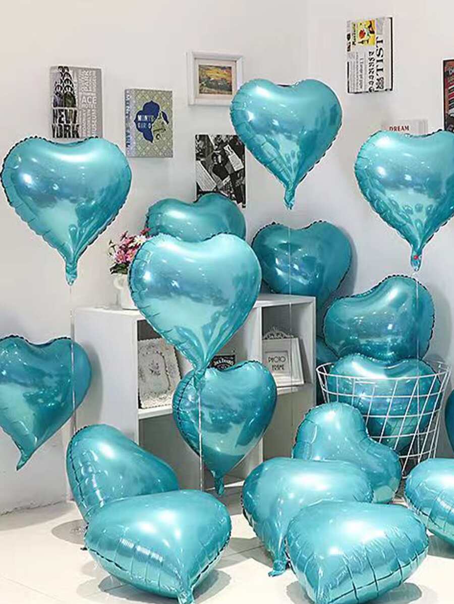 6 Piezas Globos De Papel De Aluminio Azul Marino Para Bodas, Cumpleaños, Decoración En Forma De Corazón - Azul - Ver 1