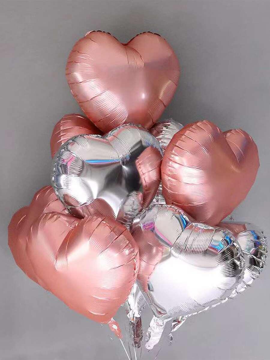 6 piezas Globo metálico en forma de corazón, globo romántico de 18 pulgadas para el Día de San Valentín, para arreglo de propuesta, decoración de boda - Multicolor - Ver 1