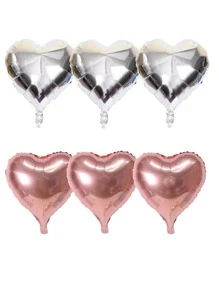 6 piezas Globo metálico en forma de corazón, globo romántico de 18 pulgadas para el Día de San Valentín, para arreglo de propuesta, decoración de boda - Multicolor - Ver 2