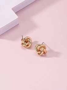 Women Solid Color Twist Stud Earrings