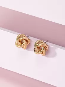 Women Solid Color Twist Stud Earrings