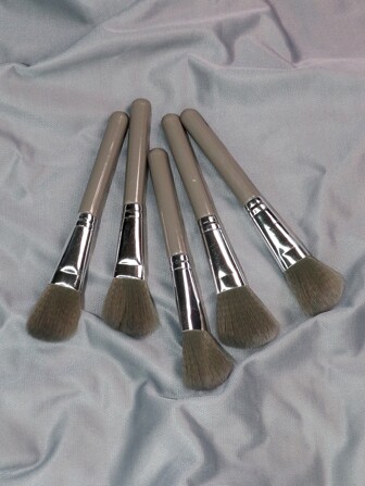 5支装塑料轮廓刷、粉底刷、遮瑕刷、腮红刷、修容刷、腮红刷、古铜粉刷、散粉刷、粉底刷、腮红刷