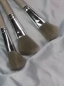 5支装塑料轮廓刷、粉底刷、遮瑕刷、腮红刷、修容刷、腮红刷、古铜粉刷、散粉刷、粉底刷、腮红刷 - 棕色 - 查看 4