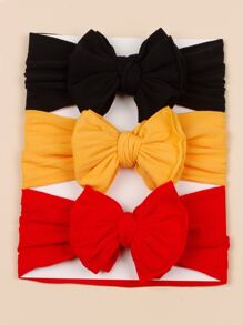 3pcs Baby Bow Decor Hair Band - Multicolor - View 1