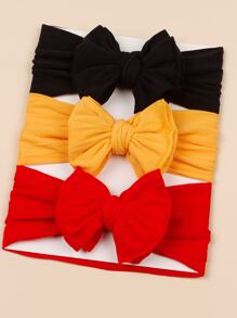 3pcs Baby Bow Decor Hair Band - Multicolor - View 2