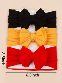 3pcs Baby Bow Decor Hair Band - Multicolor - View 3