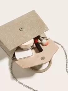 Vincy Glitter Handbag Glamorous Glitter Bling, Sequin, Luxury, Shiny Glitter Rhinestone & Bow Decor Flap Square Bag, Perfect Bride Purse For Wedding, Prom & Party Events Evening Bag, Dinner Bag For Party Girl, Woman - Champagne - View 4