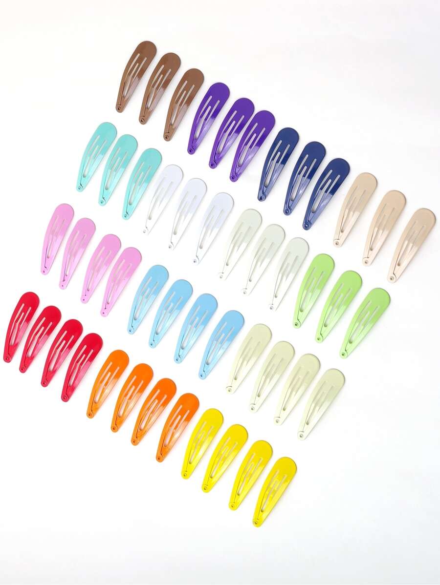50pcs Random Color Solid Snap Clip - Multicolor - View 1