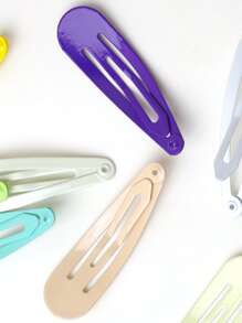 50pcs Random Color Solid Snap Clip - Multicolor - View 5