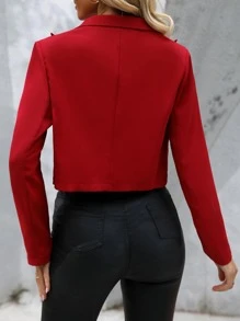 SHEIN Privé Solid Double Breasted Crop Blazer